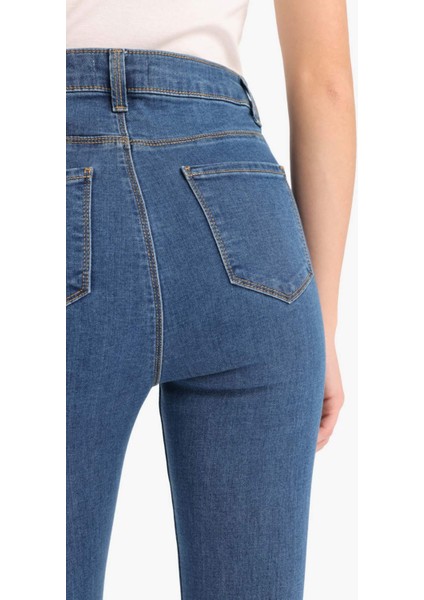 Jegging Yüksek Bel Bilek Boy Dar Paça Basic Düz Jean Pantolon