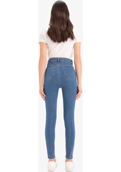 Jegging Yüksek Bel Bilek Boy Dar Paça Basic Düz Jean Pantolon