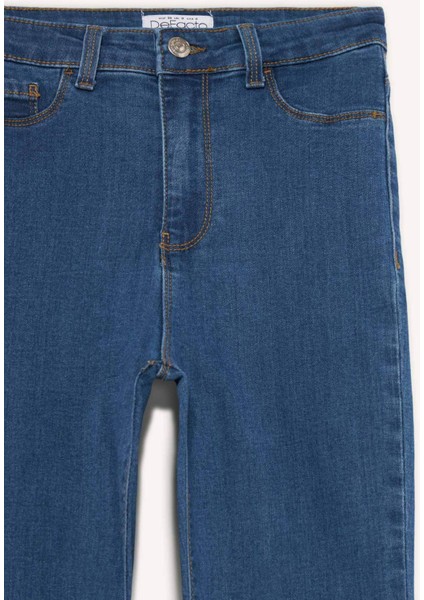 Jegging Yüksek Bel Bilek Boy Dar Paça Basic Düz Jean Pantolon