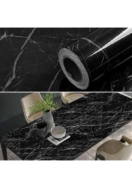 çınar ticaret mermer desenli masa tezgah mutfak su geçirmez yapışkanlı folyo sticker siyah 5x0,6m