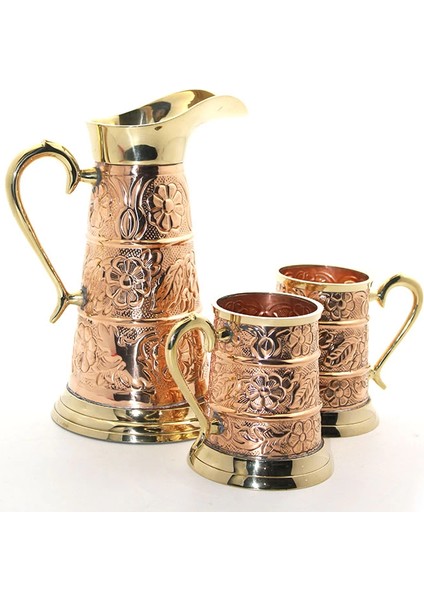 çınar ticaret pirinç 2 bardaklı sürahi seti