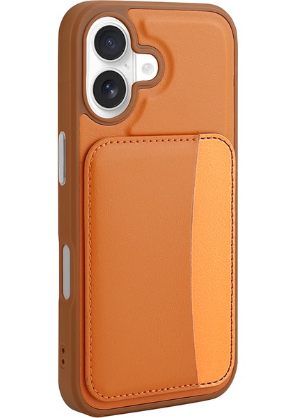 iPhone 17 Uyumlu Kılıf Kartlıklı X-Kart Silikon Turuncu