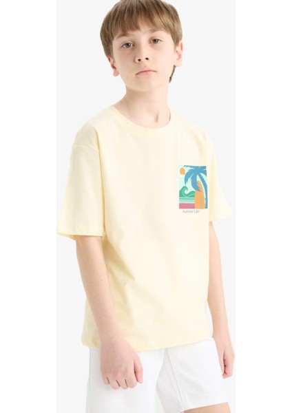 Erkek Çocuk Bisiklet Yaka Baskılı Kısa Kollu Tişört E4162A825SM