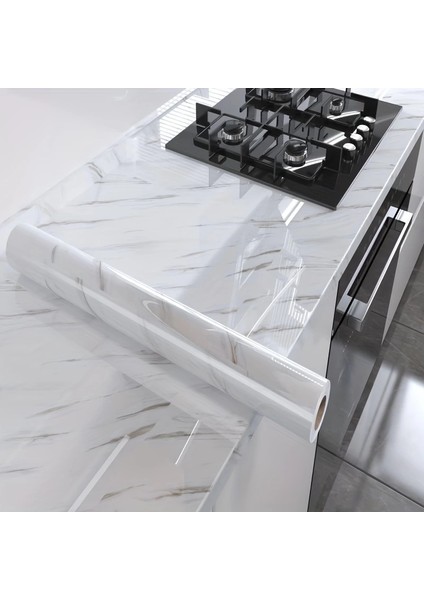 çınar ticaret mermer desenli mutfak duvar kağıdı sticker - 5mx60cm su geçirmez, yağa dayanıklı, yüksek sıcaklığa dayanıklı tezgah, dolap, ocak yenileme folyosu t04