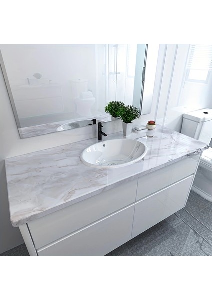 çınar ticaret mermer desenli mutfak duvar kağıdı sticker - 5mx60cm su geçirmez, yağa dayanıklı, yüksek sıcaklığa dayanıklı tezgah, dolap, ocak yenileme folyosu t04