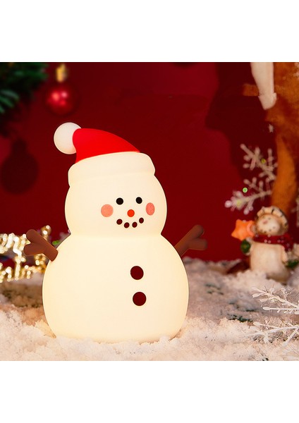 Kardan Adam Silikon Okşama Lambası, Üç Kademeli Kısılabilir Silikon Lamba, Noel Silikon Gece Lambası (Yurt Dışından)