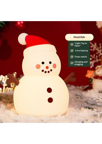 Kardan Adam Silikon Okşama Lambası, Üç Kademeli Kısılabilir Silikon Lamba, Noel Silikon Gece Lambası (Yurt Dışından) modelleri