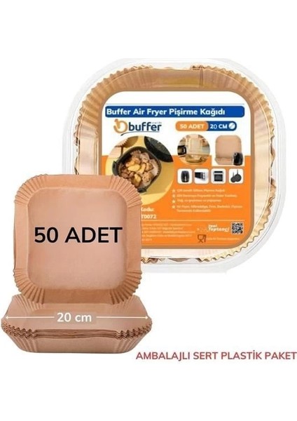 çınar ticaret 50 adet air fryer pişirme kağıdı tek kullanımlık yağ geçirmez yapışmaz kare tabak model pvc indirimleri