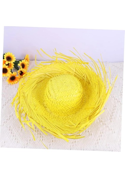 çınar ticaret tropikal parti sarı hasır hawaii şapkası 13x36 cm fırsatları