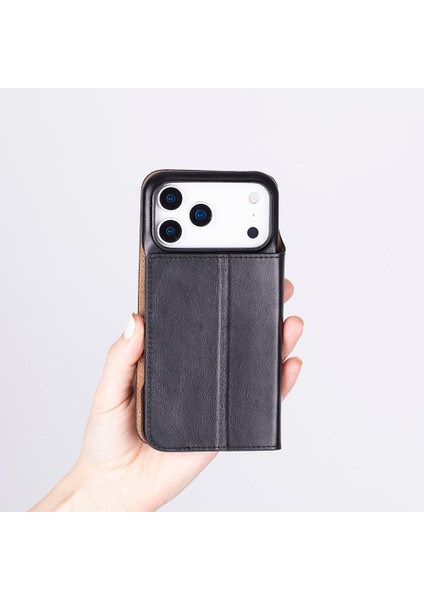 Luca iPhone 17 Pro Max Deri Kılıf-Siyah