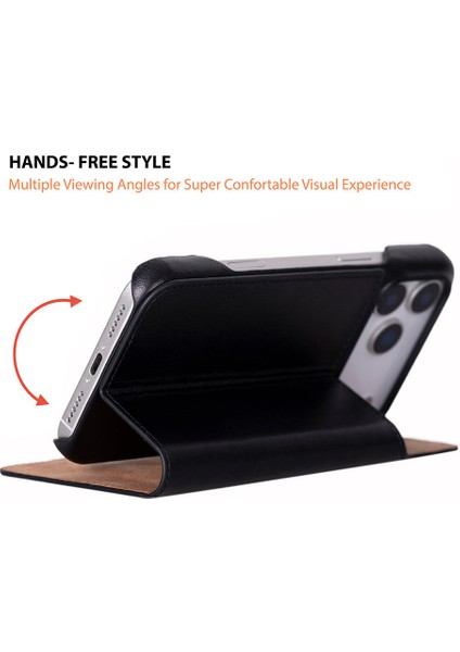 Luca iPhone 17 Pro Max Deri Kılıf-Siyah