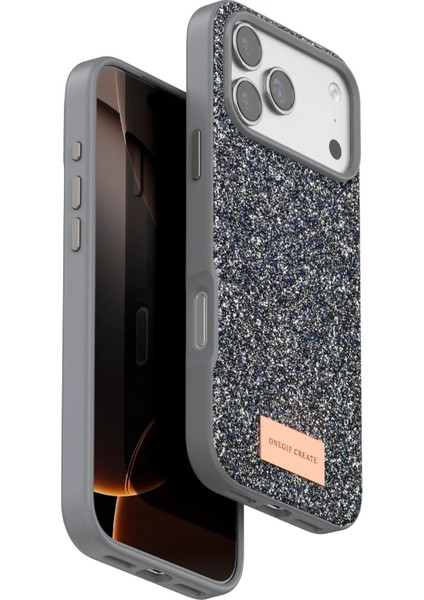 Apple iPhone 17 Pro Max Bright Simli Kapak - GÜMÜŞ-(5796)