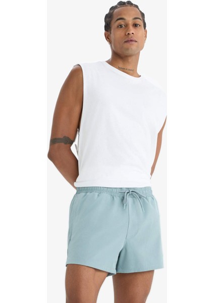 Fit Andy Baskılı Esnek Dokulu Kısa Boy Sporcu Deniz Şortu