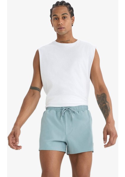 Fit Andy Baskılı Esnek Dokulu Kısa Boy Sporcu Deniz Şortu
