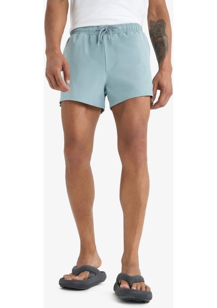 Fit Andy Baskılı Esnek Dokulu Kısa Boy Sporcu Deniz Şortu