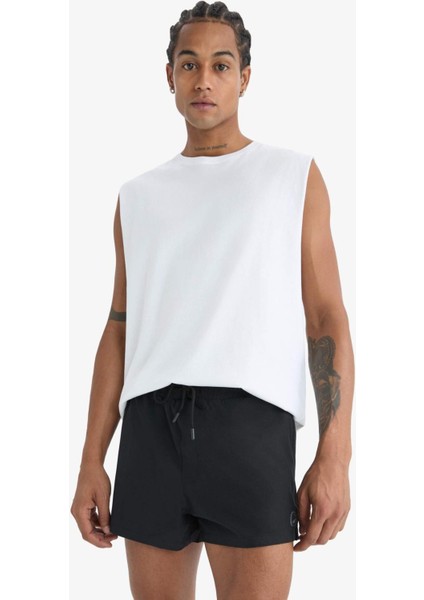 Fit Andy Baskılı Esnek Dokulu Kısa Boy Sporcu Deniz Şortu