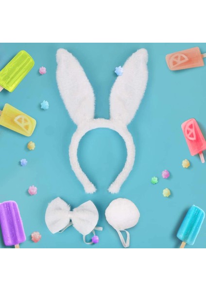 çınar ticaret tavşan kostüm seti taç papyon kuyruk beyaz renk fiyatları