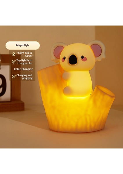 Iki Kısma Ayarlı, Zamanlayıcılı ve Yedi Renkli Degrade Çizgi Film Koala Silikon Lambasına Sahip Yeni Koala Okşama Lambası (Yurt Dışından) fiyatları