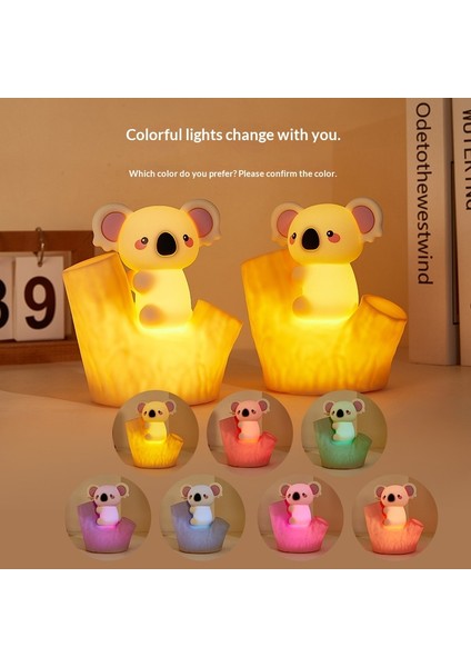 Iki Kısma Ayarlı, Zamanlayıcılı ve Yedi Renkli Degrade Çizgi Film Koala Silikon Lambasına Sahip Yeni Koala Okşama Lambası (Yurt Dışından) modelleri