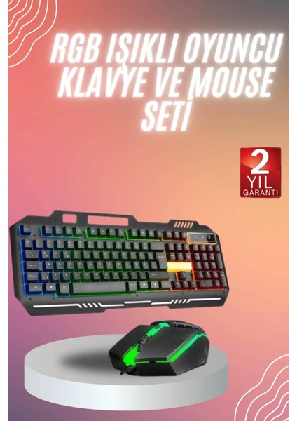 çınar ticaret rgb ışıklı gaming oyuncu klavye q klavye mouse hediyeli