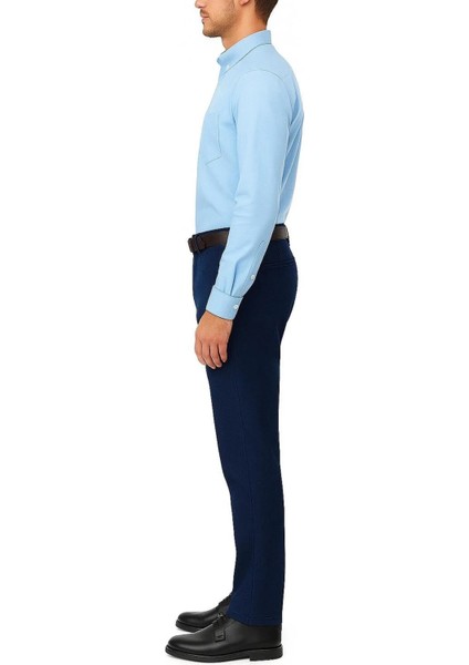 Rahat Kesim Klasik Likralı Pamuklu Erkek Baba Koyu Mavi Keten Pantolon fiyatları