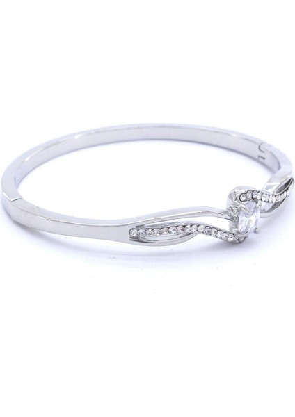 Çelik Kelepçe Bileklik Zirkon Taşlı Model BLZ-286