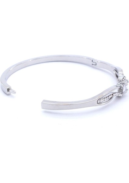 Çelik Kelepçe Bileklik Zirkon Taşlı Model BLZ-286