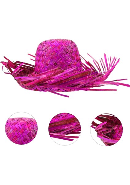 çınar ticaret tropikal parti pembe fuşya hasır hawaii şapkası 13x36 cm