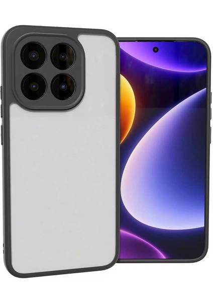 Xiaomi 15T Uyumlu Kılıf Roll Arkası Şeffaf Plastik Kenar Silikon Airbagli Siyah