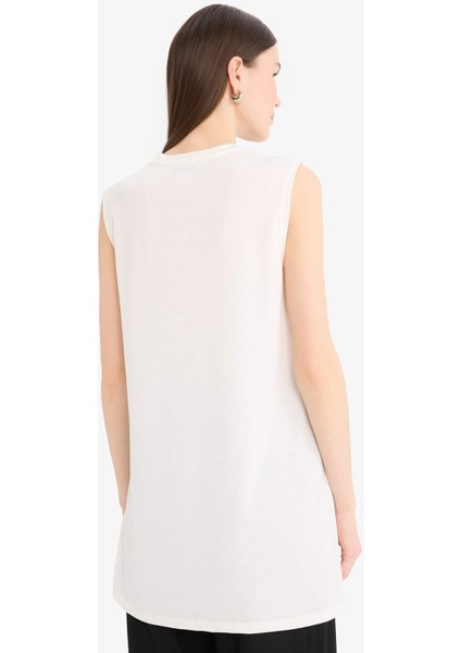 Regular Fit Bisiklet Yaka Basic Düz Kolsuz Tesettür Tişört Tunik A8352AX25SP