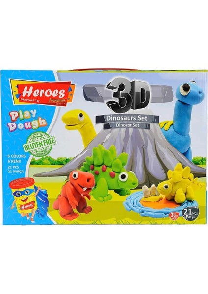 çınar ticaret ern-568 heroes 3d dinazor oyun hamur seti - eren oyuncak fırsatları