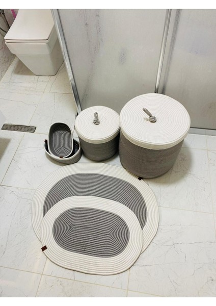 Jüt,hasır,6 Li,banyo Paspas Takımı,bohem Tarzı Banyo Takımı,iskandinav Paspas/sepet modelleri