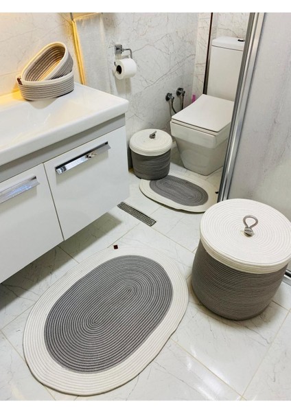 Jüt,hasır,6 Li,banyo Paspas Takımı,bohem Tarzı Banyo Takımı,iskandinav Paspas/sepet fırsatları