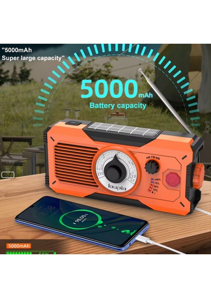 Güneş El Krank Radyosu 5000MAH Am/fm/wb Hava Durumu Radyosu Power Bank Sos Alarm Acil Durum Feneri Okuma Lambası (Yurt Dışından) indirimleri
