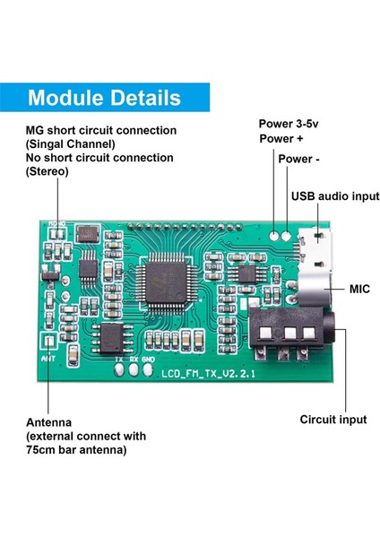 Dijital Fm Verici Modülü Stereo Kablosuz Mikrofon Kartı Frekans Modülasyonu LCD Ekran Hattı/usb/mikrofon Girişi (Yurt Dışından) fırsatları