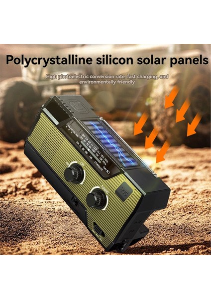 Taşınabilir Acil Durum Radyosu Güneş El Krank Cep Telefonu Şarj Cihazı Radyolar Am/fm LED El Feneri Dış Mekan Kapalı Işık Gece (Yurt Dışından) modelleri