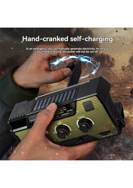 Taşınabilir Acil Durum Radyosu Güneş El Krank Cep Telefonu Şarj Cihazı Radyolar Am/fm LED El Feneri Dış Mekan Kapalı Işık Gece (Yurt Dışından) indirimleri