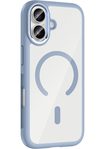 iPhone 17 Uyumlu Kılıf Tiko Metal Kamera Çerçeveli M-Safe Şarj Özellikli Mavi