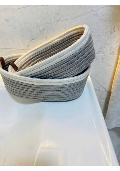 Jüt,hasır,2 Li,organizer Sepet,bohem Tarzı Banyo Takımı,iskandinav Sepet