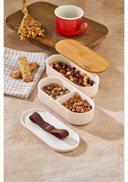 çınar ticaret bambu kahvaltılık saklama kabı ıki bölmeli büyük lunch box