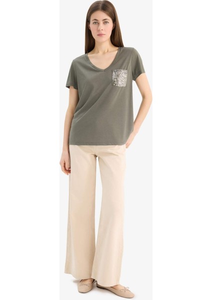 Regular Fit V Yaka Cepli Kısa Kollu Tişört U3769AZ25SP