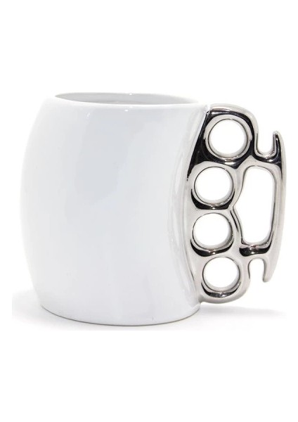 çınar ticaret porselen muşta tasarımlı kupa bardak gümüş renk