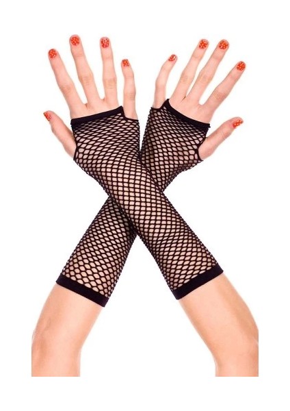 çınar ticaret siyah renk uzun file eldiven - örgü eldiven siyah renk