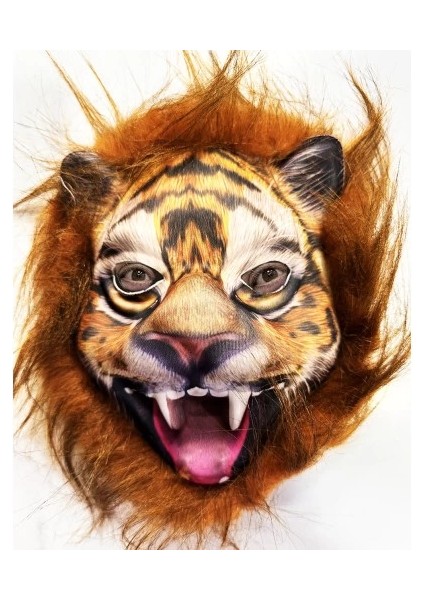 çınar ticaret kahverengi yeleli peluş aslan kaplan kurt maskesi 28 no