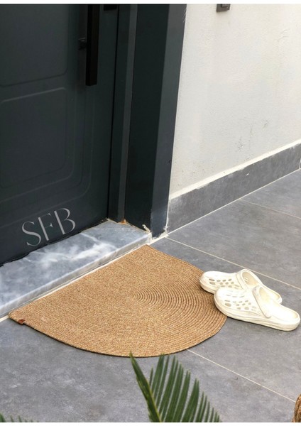Hasır, Jüt, 40 x 70 cm Pamuklu, Kapı Önü Paspası, Bohem Tarzı Paspas, Yıkanabilir Paspas, Jüt Paspas
