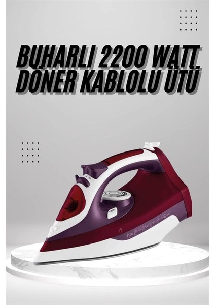 çınar ticaret seramik tabanlı kırmızı 2200 watt şok buharlı ütü fiyatları