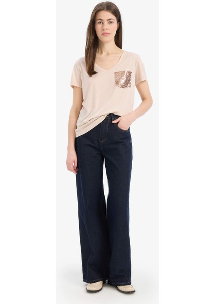 Regular Fit V Yaka Cepli Kısa Kollu Tişört U3769AZ25SP