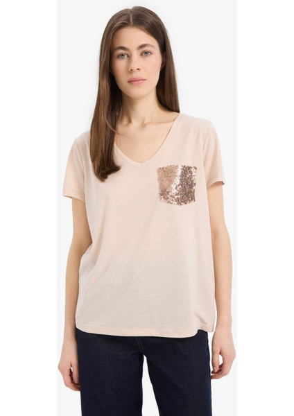 Regular Fit V Yaka Cepli Kısa Kollu Tişört U3769AZ25SP