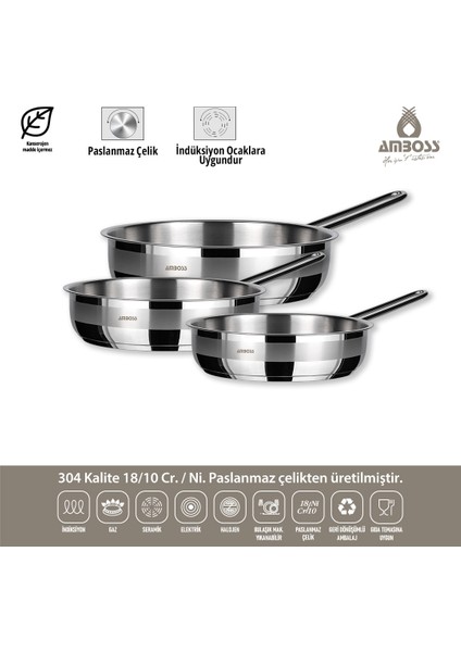 Vento Steel Indüksiyon Tabanlı 3 Parça Tava Seti 20-24-28 cm fiyatları