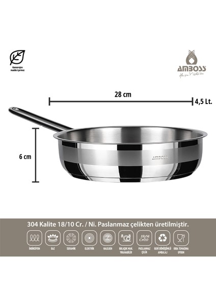 Vento Steel Indüksiyon Tabanlı 3 Parça Tava Seti 20-24-28 cm modelleri